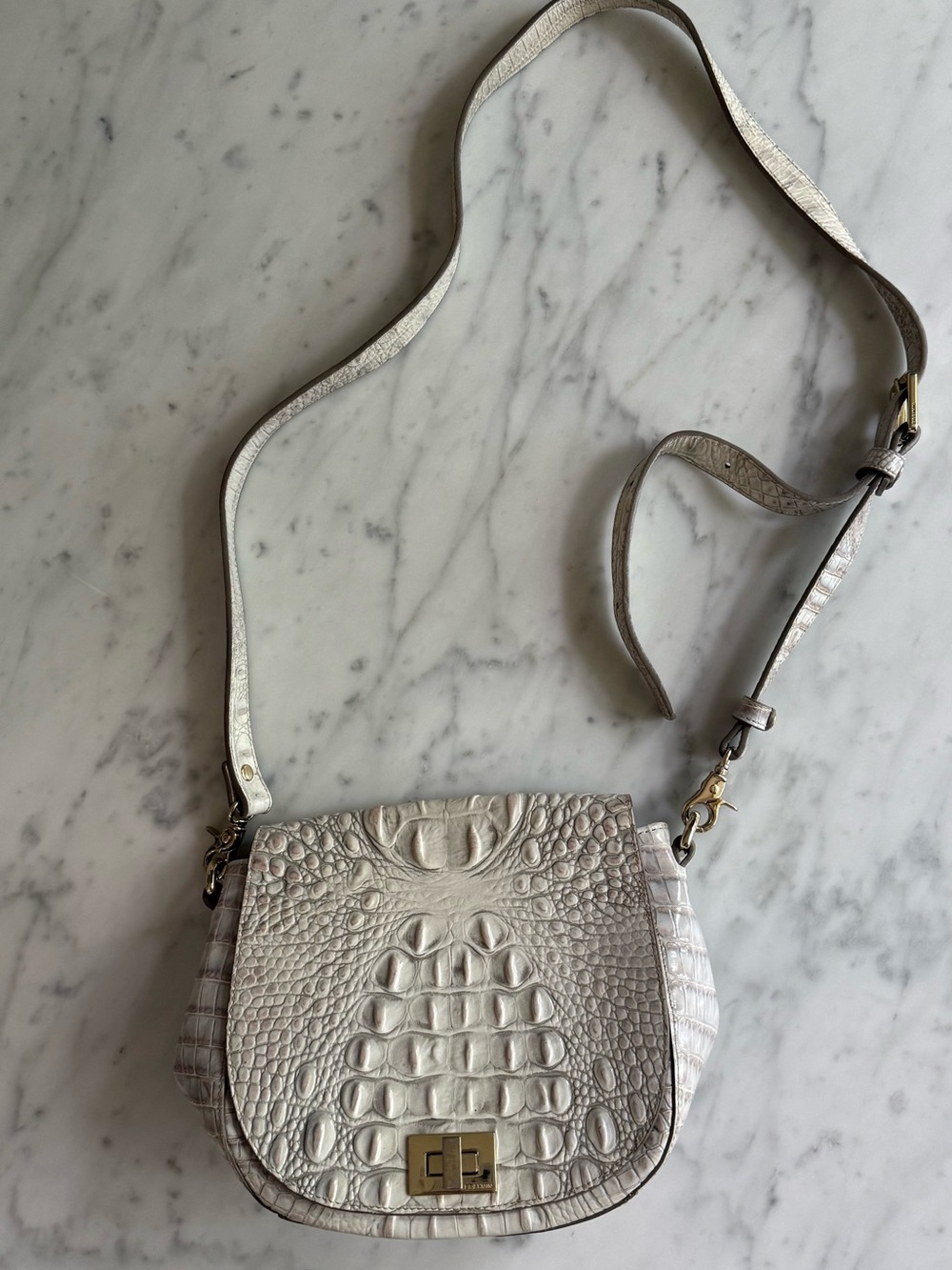 Brahmin Croc-Embossed Leather Crossbody Bag